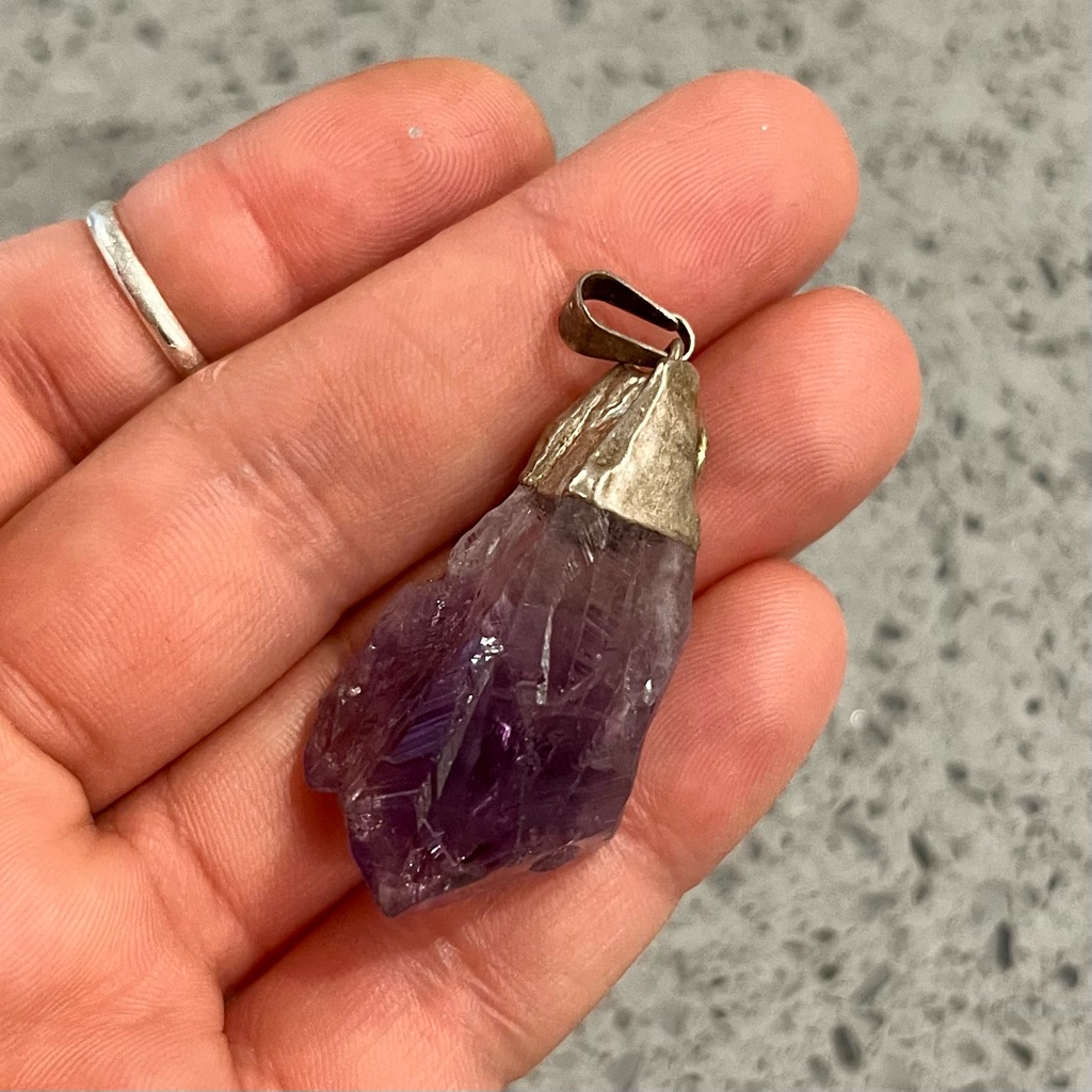 Genuine Large Amethyst Crystal Stone Pendant For Necklace 16$